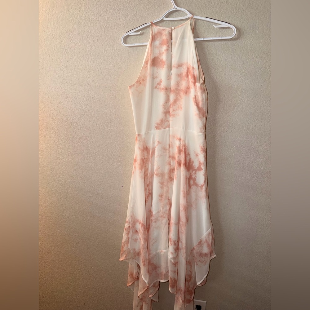 Candie's Cream Dress with Peach Watercolor Print